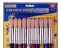 SCHOOLMATE Colored Stubby Brush Round White Bristle/ 10 Asst. Blister Card SMI18085
