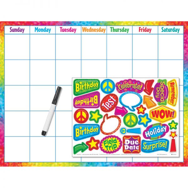TREND ENTERPRISES INC. COLORFUL BRUSH STROKES CALENDAR WIPE OFF KIT T-27815