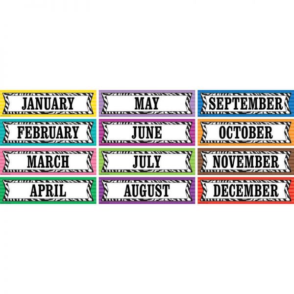 TEACHER CREATED RESOURCES COLORFUL ZEBRA STRIPES MONTHLY HEAD LINERS TCR5352