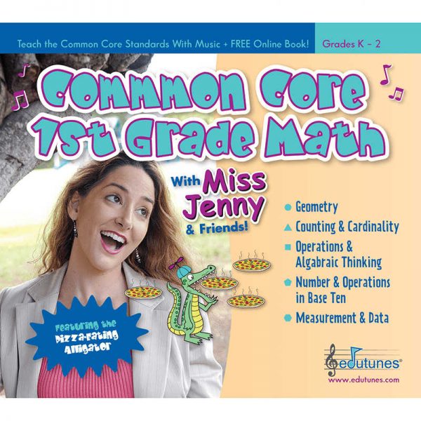 EDUTUNES COMMON CORE 1ST GRADE MATH WITH MISS JENNY & FRIENDS CD BOOK SET ET-37