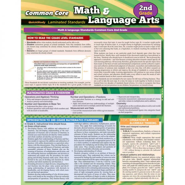 BARCHARTS, INC. COMMON CORE GRADE 2 MATH & LANGUAGE ARTS STANDARDS QS-222835