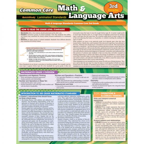 BARCHARTS, INC. COMMON CORE GRADE 3 MATH & LANGUAGE ARTS STANDARDS QS-222842