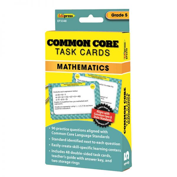EDUPRESS COMMON CORE MATH TASK CARDS GRADE 5 EP-3348