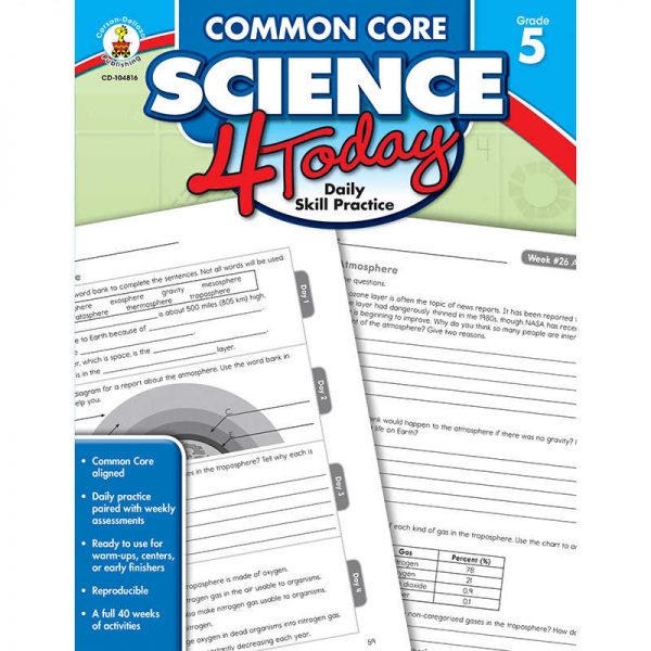 CARSON DELLOSA COMMON CORE SCIENCE 4 TODAY GRADE 5 CD-104816
