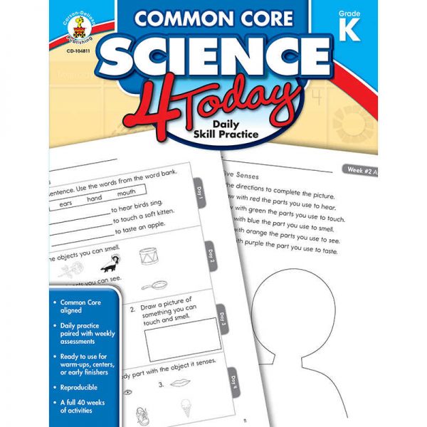 CARSON DELLOSA COMMON CORE SCIENCE 4 TODAY GRADE K CD-104811