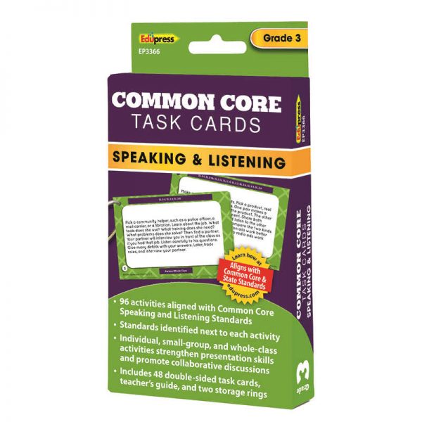 EDUPRESS COMMON CORE TASK CARDS SPEAKING & LISTENING GRADE 3 EP-3366