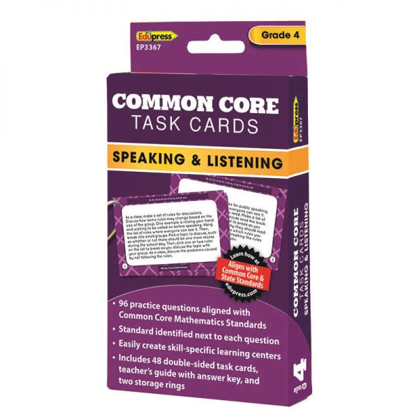 EDUPRESS COMMON CORE TASK CARDS SPEAKING & LISTENING GRADE 4 EP-3367