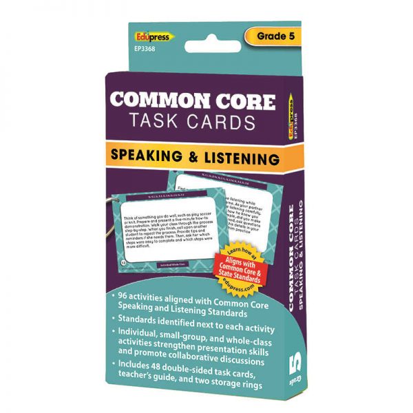 EDUPRESS COMMON CORE TASK CARDS SPEAKING & LISTENING GRADE 5 EP-3368