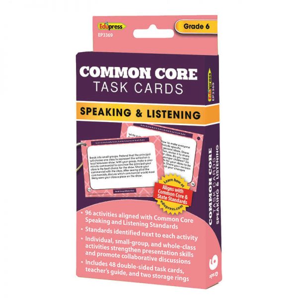 EDUPRESS COMMON CORE TASK CARDS SPEAKING & LISTENING GRADE 6 EP-3369