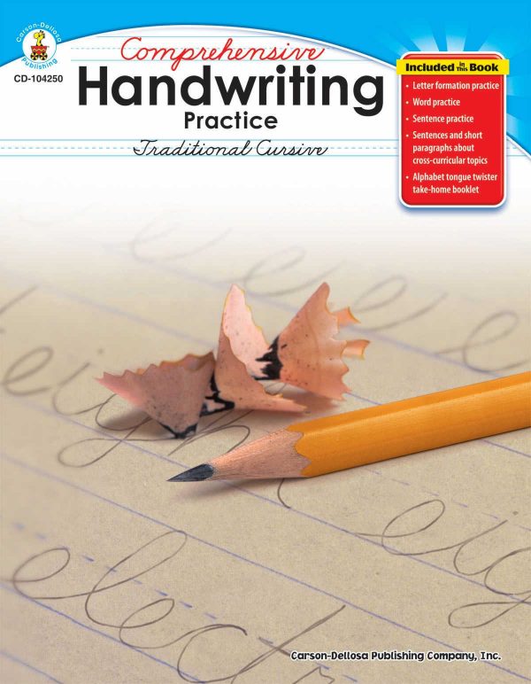 CARSON DELLOSA Comprehensive Handwriting Practice Traditional Cursive Book CD-104250