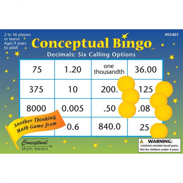 CONCEPTUAL MATH MEDIA CONCEPTUAL BINGO DECIMALS CMM03401
