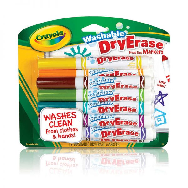 CRAYOLA LLC CRAYOLA 12 COLOR SET DRY ERASE WASHABLE MARKERS BIN985812