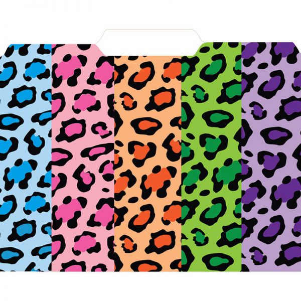 TOP NOTCH TEACHER PRODUCTS DESIGNER FILE FOLDERS MULTI COLORED LEOPARD TOP3315