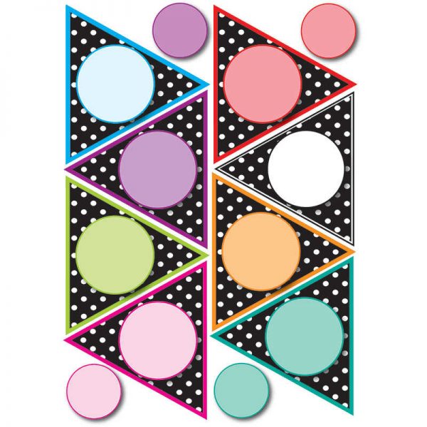 ASHLEY PRODUCTIONS DIE CUT MAGNET PENNANTS BLACK WHITE DOTS ASH10143