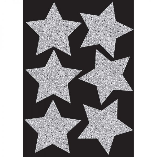 ASHLEY PRODUCTIONS DIE CUT MAGNETS 4IN SILVER SPARKLE STARS ASH30451