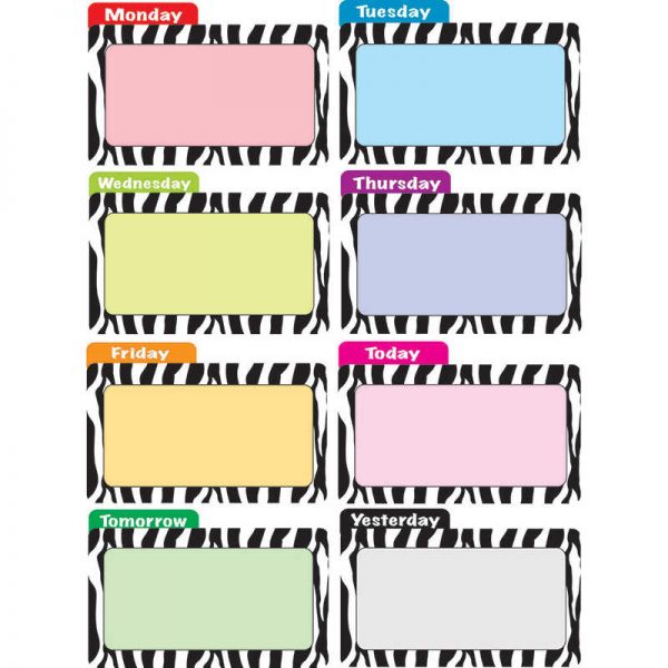 ASHLEY PRODUCTIONS DIE CUT MAGNETS ZEBRA FILE DAYS OF THE WEEK ASH10124