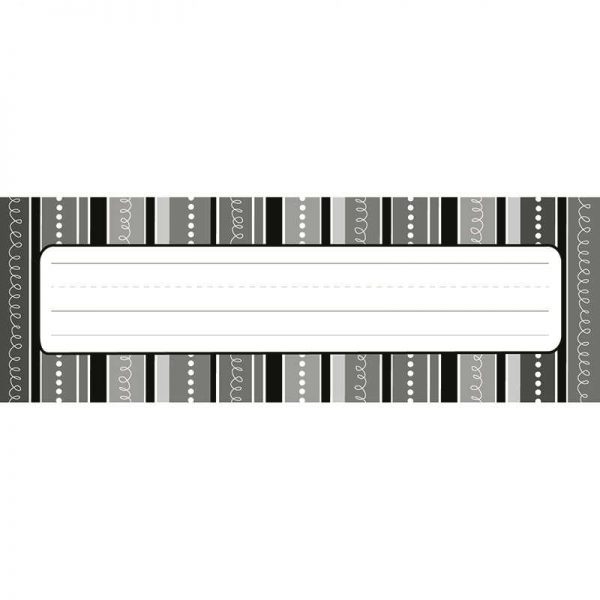 CREATIVE TEACHING PRESS DOODLES AND DOTS BLACK AND WHITE NAME PLATES CTP3808