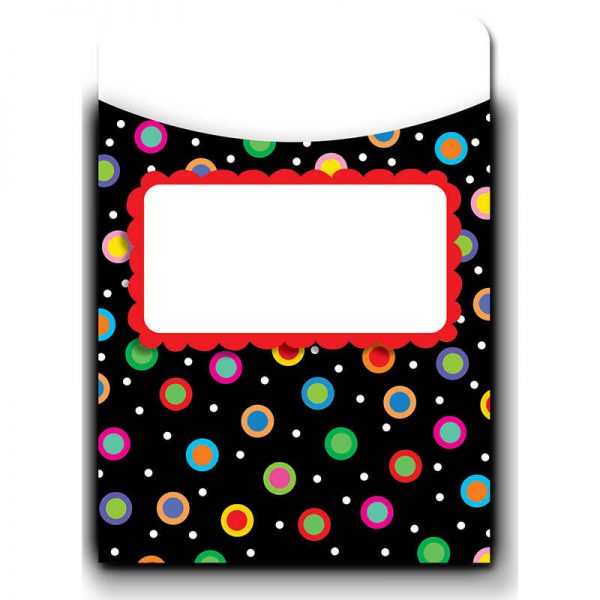 CREATIVE TEACHING PRESS DOTS ON BLACK JUMBO LIBRARY POCKETS CTP6779