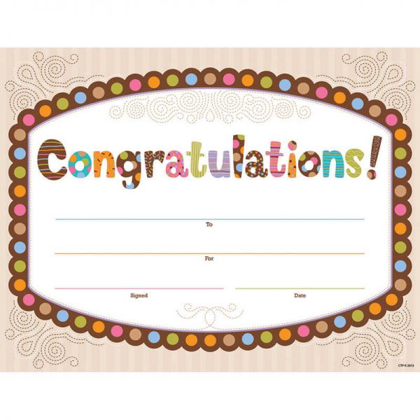 CREATIVE TEACHING PRESS DOTS ON CHOCOLATE CONGRATULATIONS AWARD CTP1395