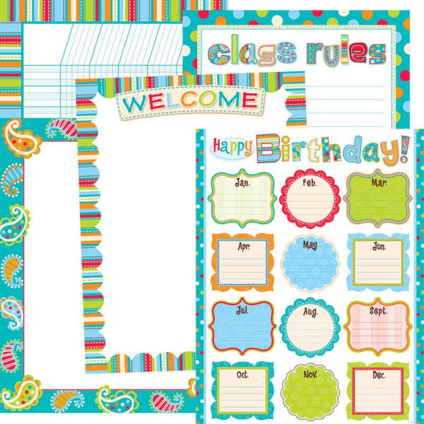 CREATIVE TEACHING PRESS DOTS ON TURQUOISE CLASSROOM ESSENTIALS CHART SET CTP7950