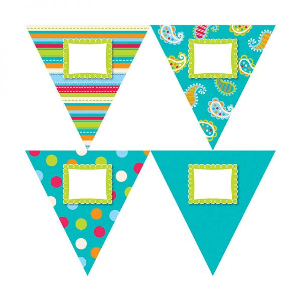 CREATIVE TEACHING PRESS DOTS ON TURQUOISE PENNANTS 10IN DESIGNER CUT OUTS CTP5978