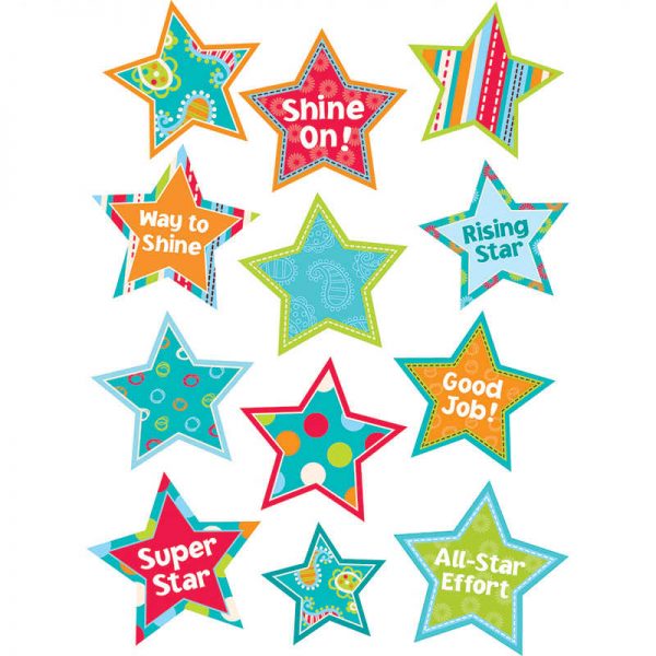 CREATIVE TEACHING PRESS DOTS ON TURQUOISE STARS STICKERS CTP4389