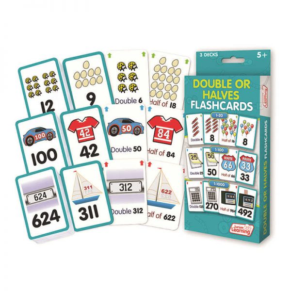 JUNIOR LEARNING DOUBLE OR HALVES FLASH CARDS JRL213