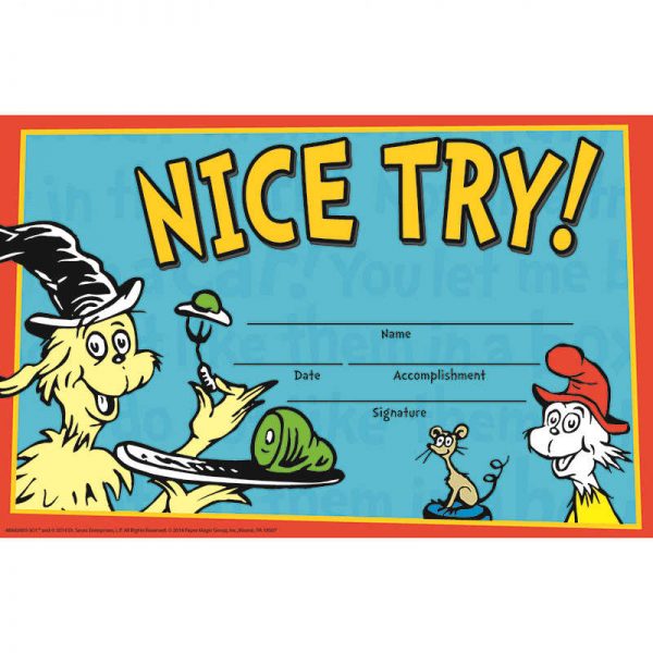 EUREKA DR SEUSS - GREEN EGGS AND HAM RECOGNITION AWARD EU-844040
