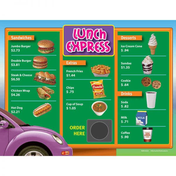 REMEDIA PUBLICATIONS DRIVE THRU MENU MATH 6PK EXTRA MENUS GRADE 3 REM602A