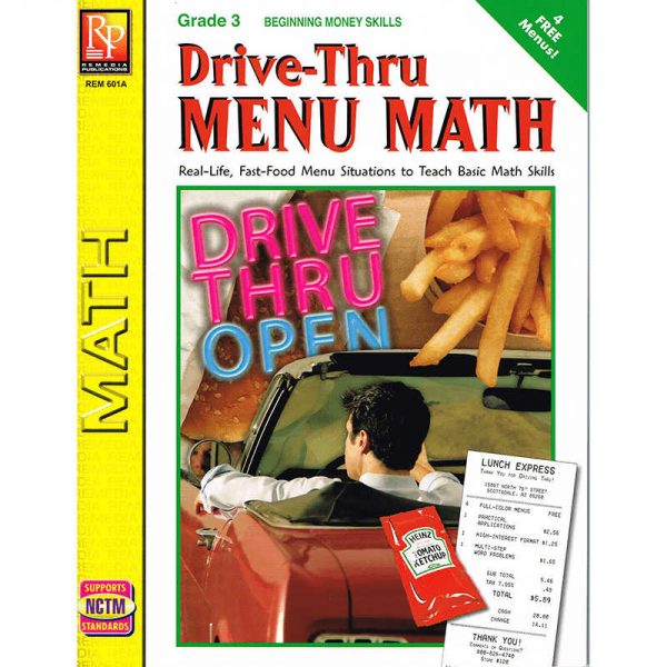 REMEDIA PUBLICATIONS DRIVE THRU MENU MATH BEGINNING MONEY SKILLS REM601A