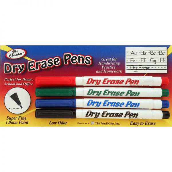 THE PENCIL GRIP DRY ERASE PENS FINE POINT 4PK ASSORTED COLORS TPG385
