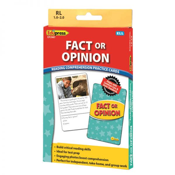 EDUPRESS FACT OR OPINION YLW LVL READING COMPREHENSION PRACTICE CARDS EP-2987
