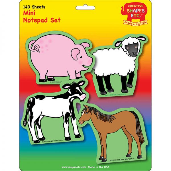 CREATIVE SHAPES ETC. LLC FARM ANIMALS SET MINI NOTEPAD SE-7943
