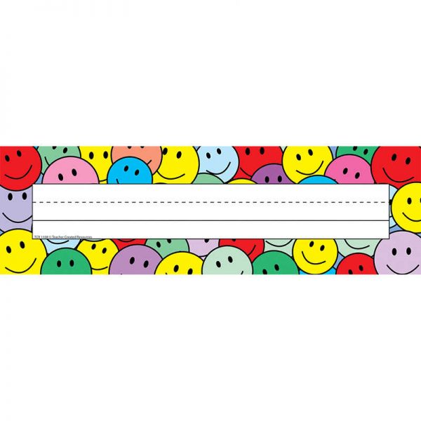 TEACHER CREATED RESOURCES FLAT NAME PLATES SMILEY FACES 36PK 3 X 11 TCR1108