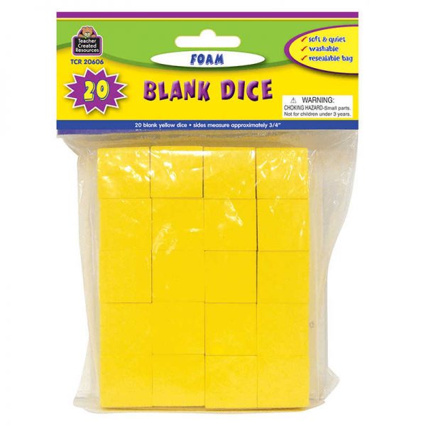 TEACHER CREATED RESOURCES FOAM BLANK DICE 20PK TCR20606