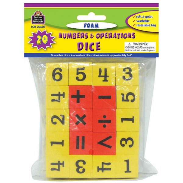 TEACHER CREATED RESOURCES FOAM NUMBERS & OPERATIONS DICE 20PK TCR20607