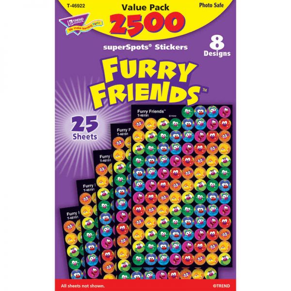 TREND ENTERPRISES INC. FURRY FRIENDS SUPERSPOTS STICKERS VALUE PACK T-46922