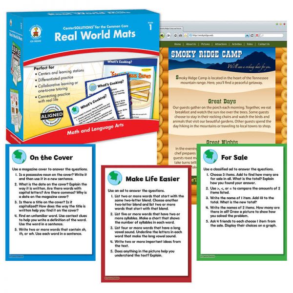 CARSON DELLOSA GRADE 1 REAL WORLD MATS CENTERSOLUTIONS CD-140345