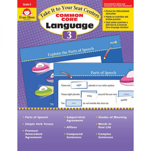 EVAN-MOOR GRADE 3 TAKE IT TO YOUR SEAT COMMON CORE LANGUAGE CENTERS EMC2873
