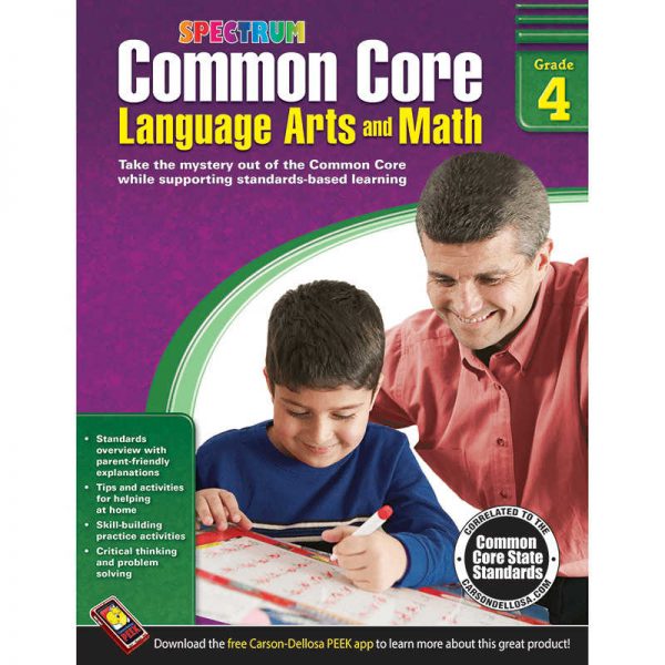 CARSON DELLOSA GRADE 4 COMMON CORE LANGUAGE ARTS & MATH BOOK CD-704504