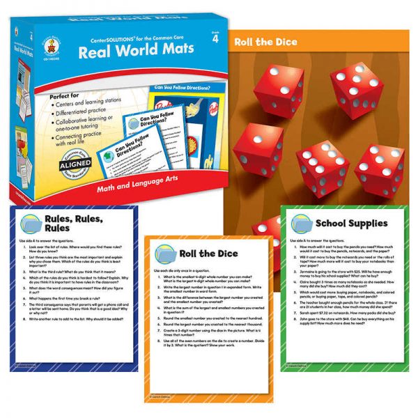 CARSON DELLOSA GRADE 4 REAL WORLD MATS CENTERSOLUTIONS CD-140348