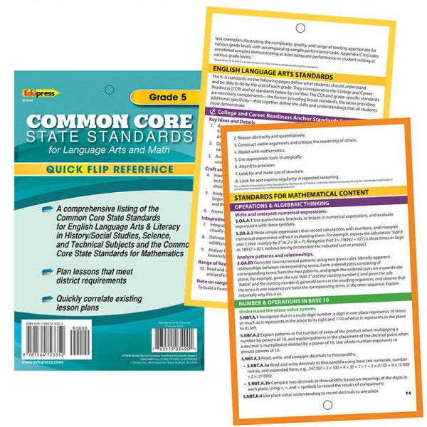 EDUPRESS GRADE 5 QUICK FLIP FOR COMMON CORE STANDARDS EP-3490