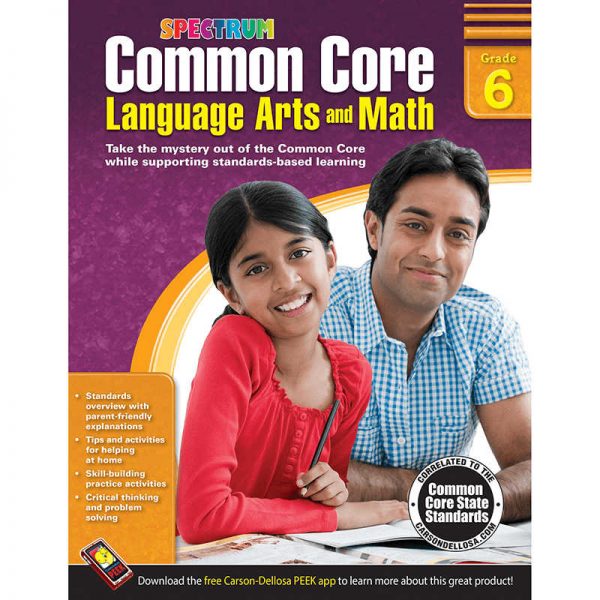 CARSON DELLOSA GRADE 6 COMMON CORE LANGUAGE ARTS & MATH BOOK CD-704506