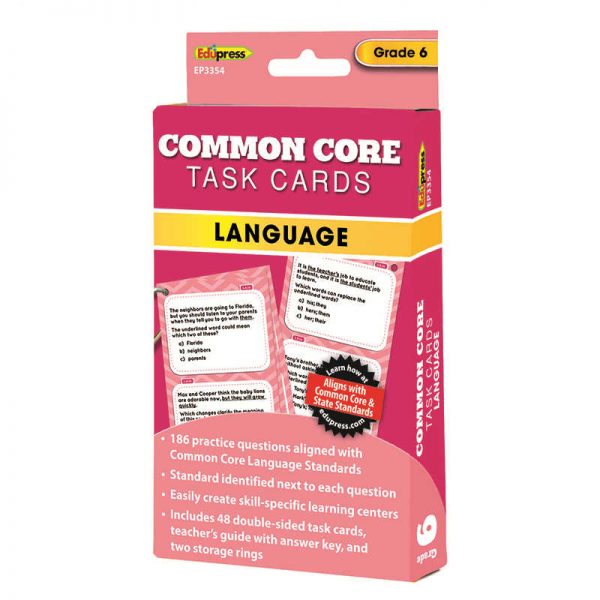 EDUPRESS GRADE 6 COMMON CORE LANGUAGE TASK CARDS EP-3354