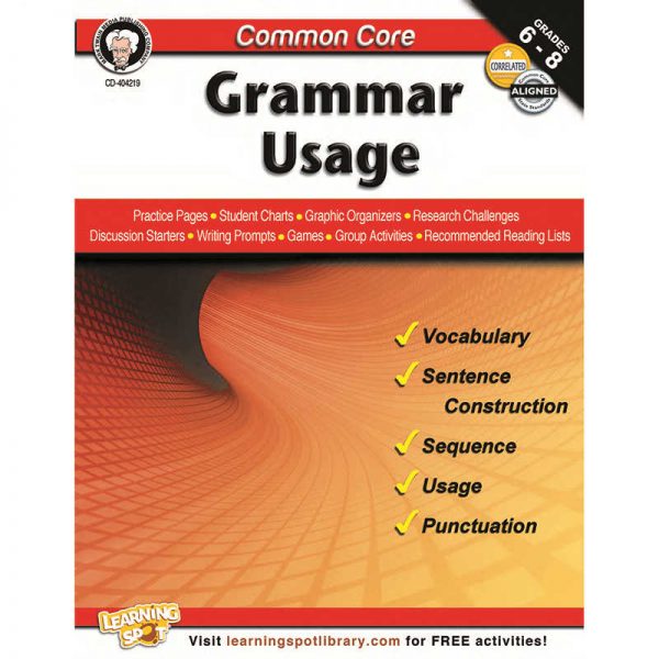 CARSON DELLOSA GRADE 6-8 COMMON CORE GRAMMAR USAGE BOOK CD-404219