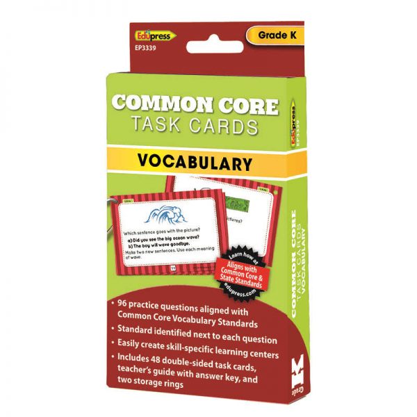 EDUPRESS GRADE K COMMON CORE TASK CARDS VOCABULARY EP-3339