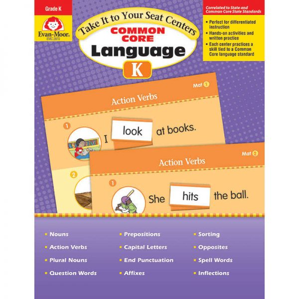 EVAN-MOOR GRADE K TAKE IT TO YOUR SEAT COMMON CORE LANGUAGE CENTERS EMC2870
