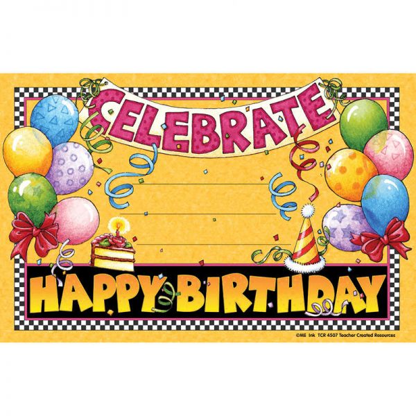 TEACHER CREATED RESOURCES HAPPY BIRTHDAY AWARDS 25PK MARY ENGELBREIT TCR4507