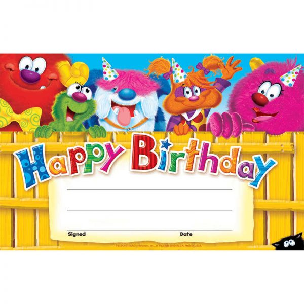 TREND ENTERPRISES INC. HAPPY BIRTHDAY FURRY FRIENDS RECOGNITION AWARDS T-81042