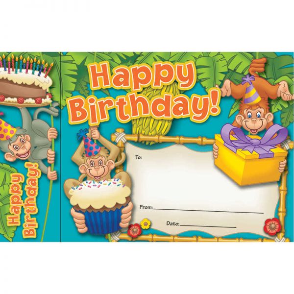 TEACHER CREATED RESOURCES HAPPY BIRTHDAY MONKEYS BOOKMARK AWARDS EP-3025